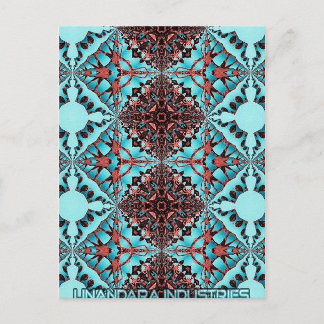 Turquoise Fractal Star Blast Postcard (Front)