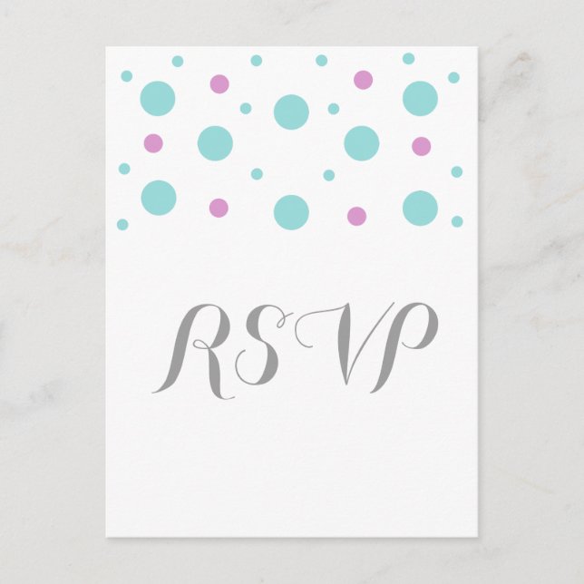 Turquoise Fuchsia Confetti Response Postcard (Front)