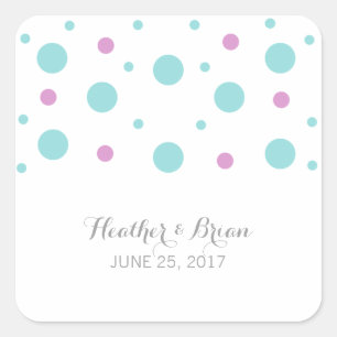 Turquoise Fuchsia Confetti Wedding Stickers