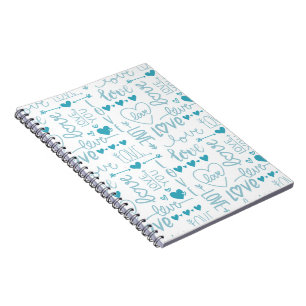 Turquoise Fun and Modern Love and Hearts Notebook
