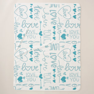 Turquoise Fun and Modern Love and Hearts Sherpa Blanket