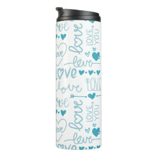 Turquoise Fun and Modern Love and Hearts Thermal Tumbler