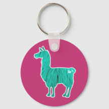 Turquoise Furry Llama Keychain