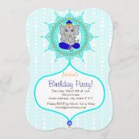 Turquoise Ganesh Birthday 5" x 7" invitation card