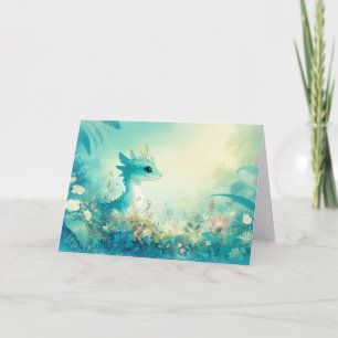Turquoise Gecko Amidst Dreamy Blossoms Card