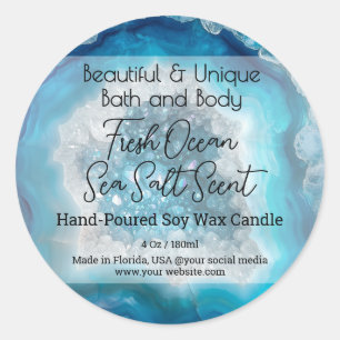 Turquoise Gem Bottle Candle Jar Lid Product Label