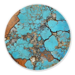Turquoise Gem Pattern Ceramic Knob