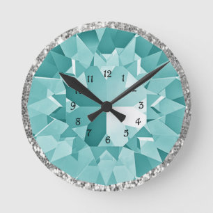 Turquoise Gem Round Clock