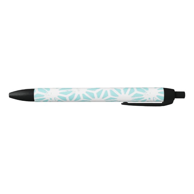 Turquoise geometric pattern black ink pen (Bottom)