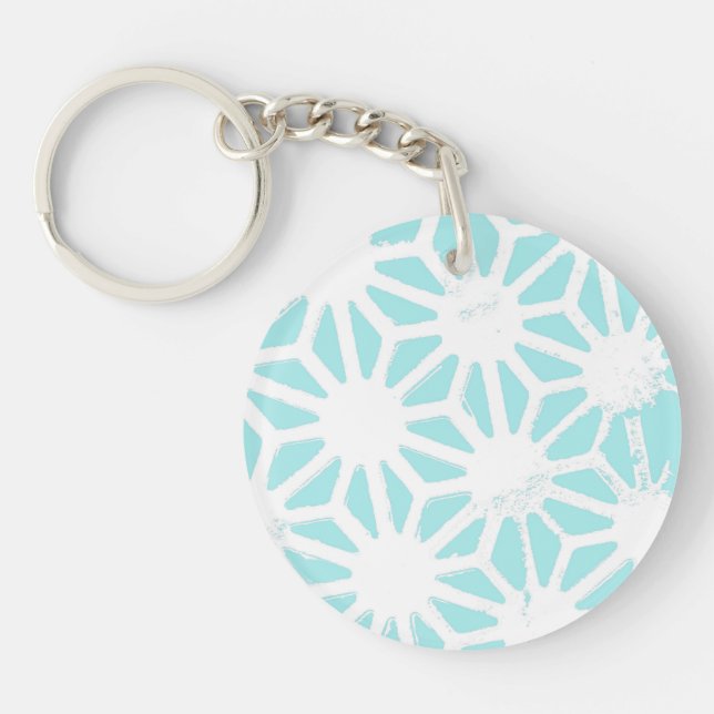 Turquoise geometric pattern key ring (Front)