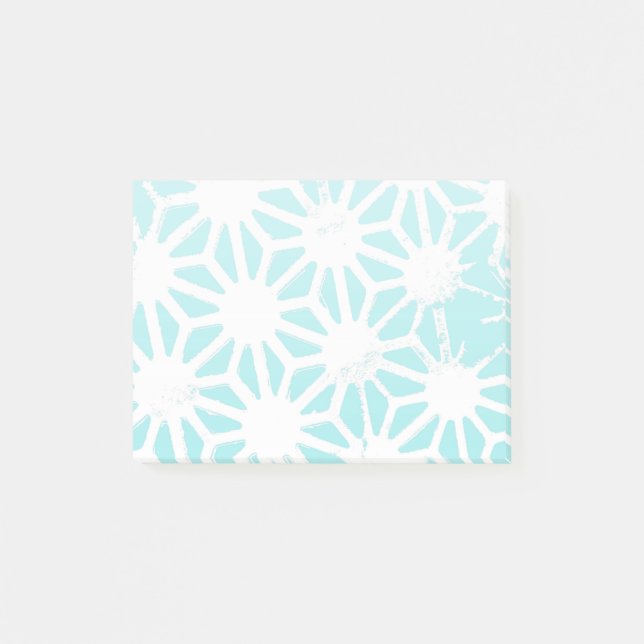Turquoise geometric pattern post-it notes (Front)