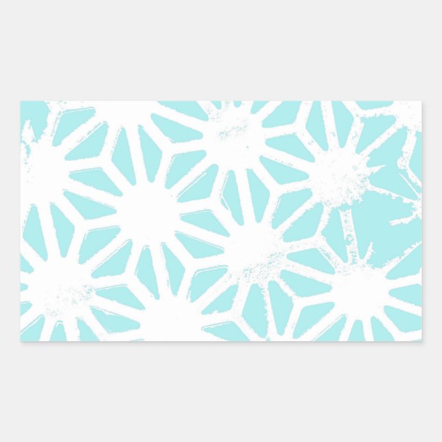 Turquoise geometric pattern rectangular sticker (Front)