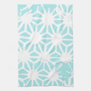 Turquoise geometric pattern tea towel