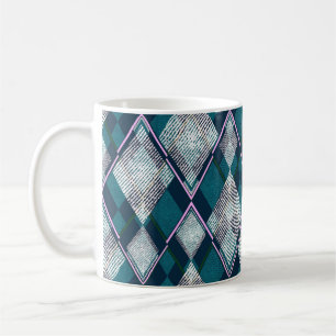 Turquoise Geometric Rhombic Seamless Pattern Coffee Mug