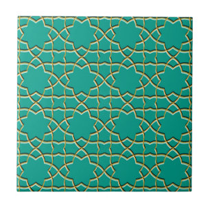 Turquoise Geometric Star pattern Ceramic Tile