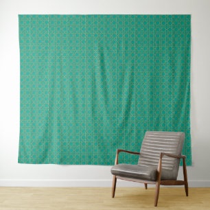 Turquoise Geometric Star pattern Tapestry