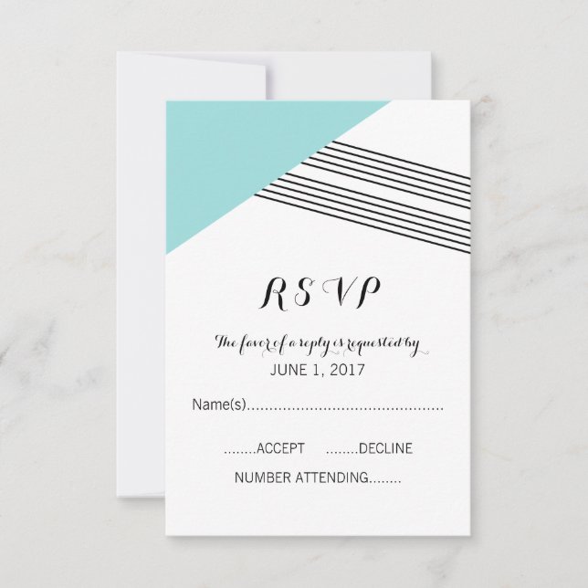 Turquoise Geometric Stripe Response Card (Front)