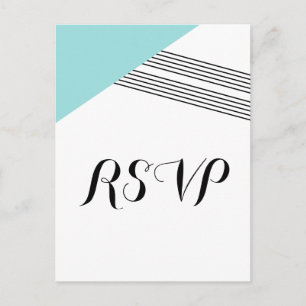 Turquoise Geometric Stripe Response Postcard