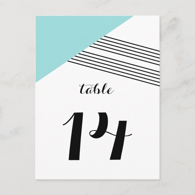 Turquoise Geometric Stripe Table Postcard (Front)