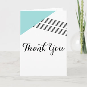 Turquoise Geometric Stripe Thank You Card