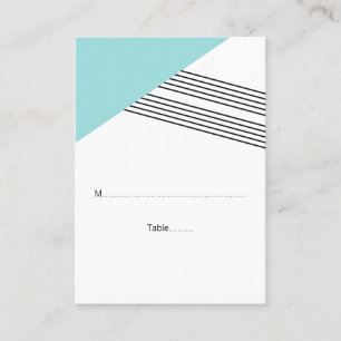 Turquoise Geometric Stripe Wedding Place Cards