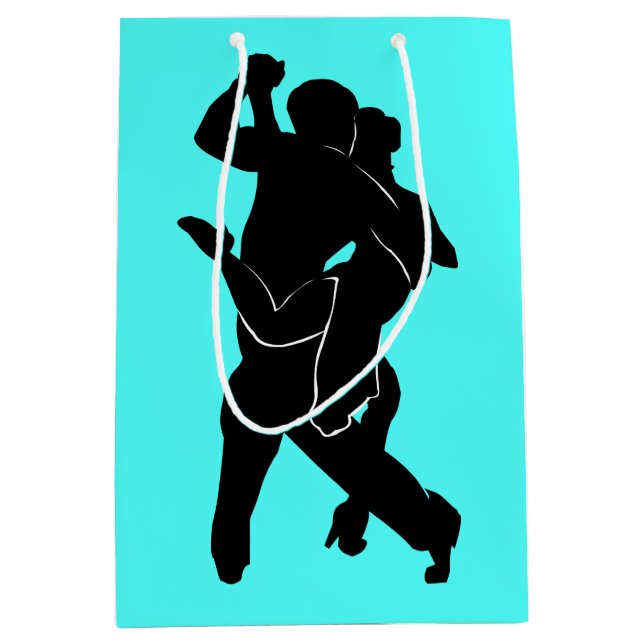 Turquoise Gift Bag with Tango Dancers Choose Colou (Front)