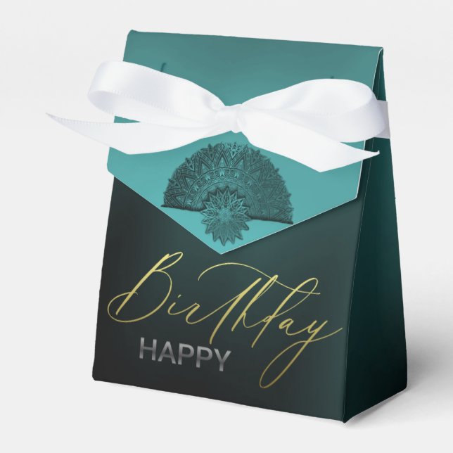 turquoise gift box decorated in compliance (Front Side)