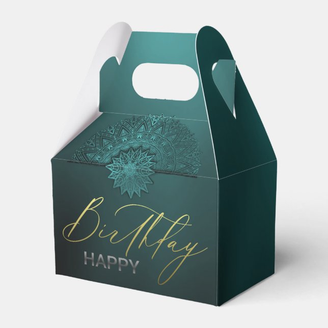 turquoise gift box decorated in compliance (Front Side)