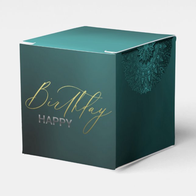 turquoise gift box decorated in compliance (Front Side)