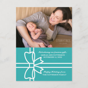 Turquoise Gifted Holiday Photo Postcard