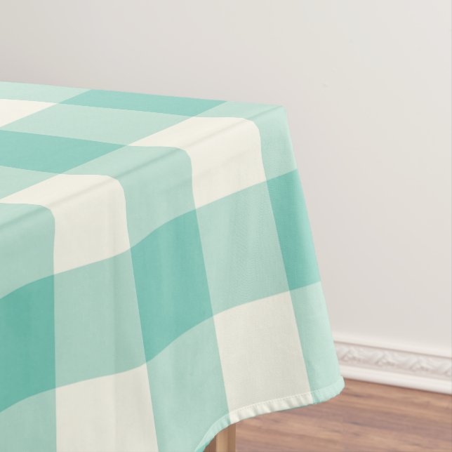 Turquoise Gingham / Buffalo Check Tablecloth (In Situ)