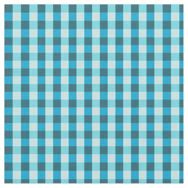 Turquoise Gingham Fabric (Close Up)