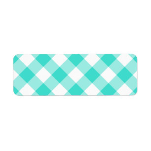 Turquoise Gingham Pattern Return Address Label
