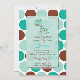 Turquoise Giraffe Baby Shower Invitation