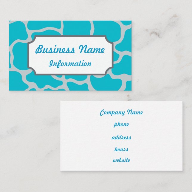 Turquoise Giraffe Print Business Card (Front/Back)