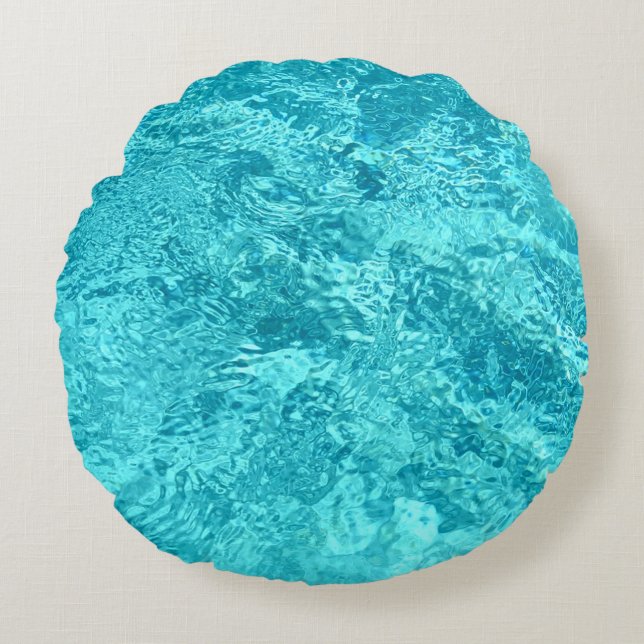 Turquoise Glass Look Round Turquoise Pillow (Front)
