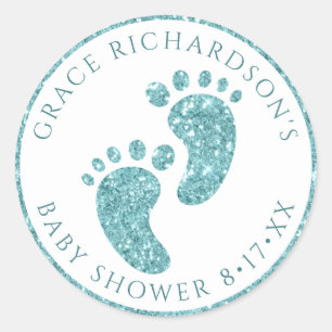 Turquoise Glitter Baby Feet Sticker   Personalised