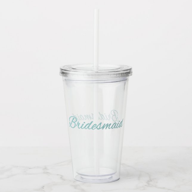 Turquoise Glitter Bridesmaid Wedding Acrylic Tumbler (Front)