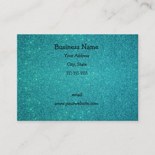 Turquoise glitter business card (Front)