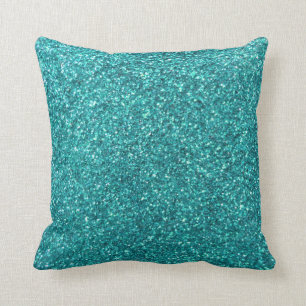 Turquoise glitter cushion