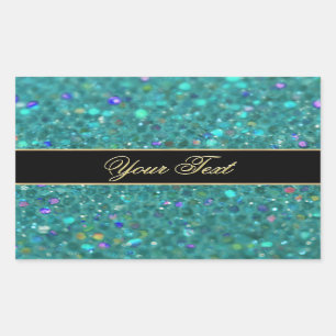 Turquoise Glitter Glam Rectangular Sticker