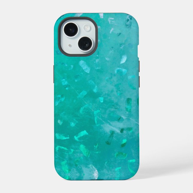 Turquoise Glitter iPhone 15 Case (Back)