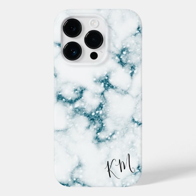 Turquoise Glitter Marble Personalised Case-Mate iPhone Case (Back)