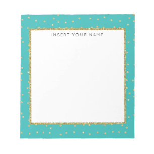 Turquoise & Glitter Personalised Notepad 5.5" x 6"