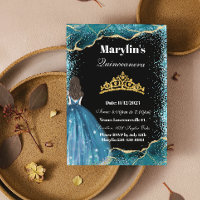 Turquoise Glitter Princess Quinceañera Ballgown