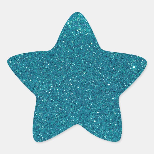 Turquoise Glitter Sparkles Star Sticker (Front)