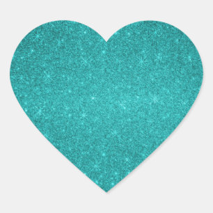 Turquoise glitter stars heart sticker
