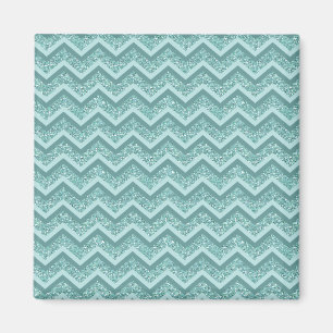 Turquoise Glitter ZigZag Pattern Magnet