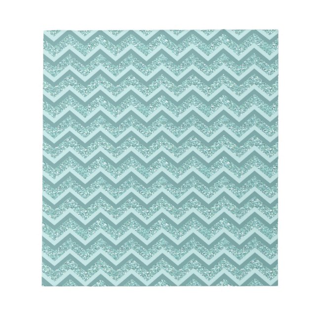 Turquoise Glitter ZigZag Pattern Notepad (Front)