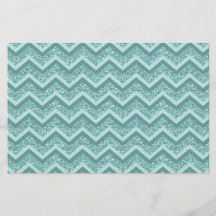 Turquoise Glitter ZigZag Pattern Stationery